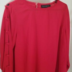 Red button sleeved sheer blouse eloquii size 14